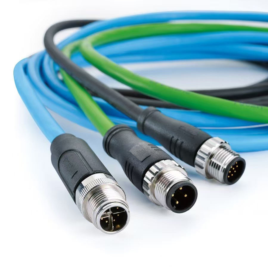 IP68 M12 Waterproof Sensor Connector Cable, Right-Angle Male/Female, 2?C17 Pin