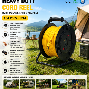 25M 40M 50M IP44 Heavy Duty NEMA 5-15P Extension 14AWG Cable US Sockets Cord Reel for Industrial & Outdoor